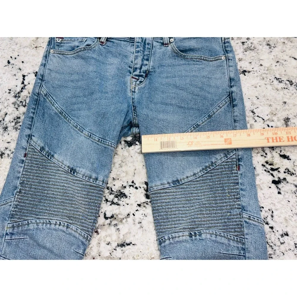 True Religion Rocco Moto Relaxed‎ Skinny Blue Denim Jeans (29x33) Urban Style